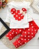 【9M-7Y】2-piece Girls Polka Dot Print Long-sleeved T-shirt And Pants Set - 34276