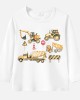 【12M-9Y】Boy Cotton Stain Resistant Excavators And Dump Trucks Print Long Sleeve Tee