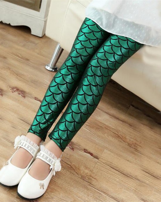 【2Y-11Y】Girls Multicolor Mermaid Leggings