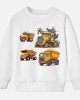 【12M-9Y】Boys Cotton Stain Resistant Engineering Car Print Long Sleeve Sweatshirt