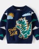 【2Y-8Y】Boys Dinosaur Pattern Round Neck Long Sleeve Sweater