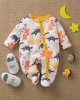 【0M-12M】Unisex Baby Dinosaur Print Long Sleeve Romper