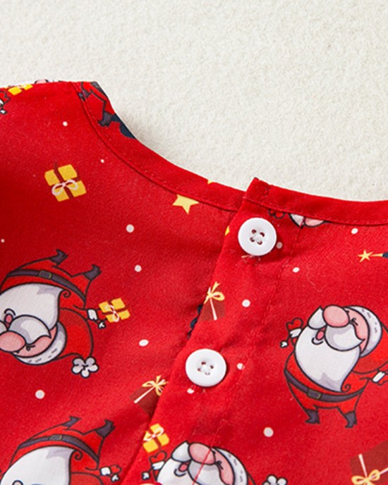 【3M-24M】Baby Girl Christmas Print Long Sleeve Romper