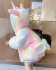 【18M-8Y】2-piece Girls Thick Fleece Gradient Unicorn Hooded Jacket With Bag