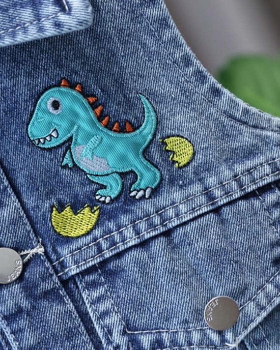 【18M-8Y】Boys Dinosaur Embroidered Denim Vest