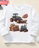 【12M-9Y】Boys Cotton Stain Resistant Engineering Print Long Sleeve Tee