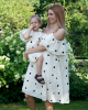 Sweet Polka Dot Off The Shoulder Mom Girl Matching Dress - 1330