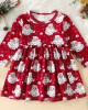 【9M-4Y】Girl Cute Christmas Santa Claus Print Long Sleeve Dress