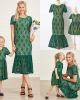 Sweet Green Lace Mom Girl Matching Dress