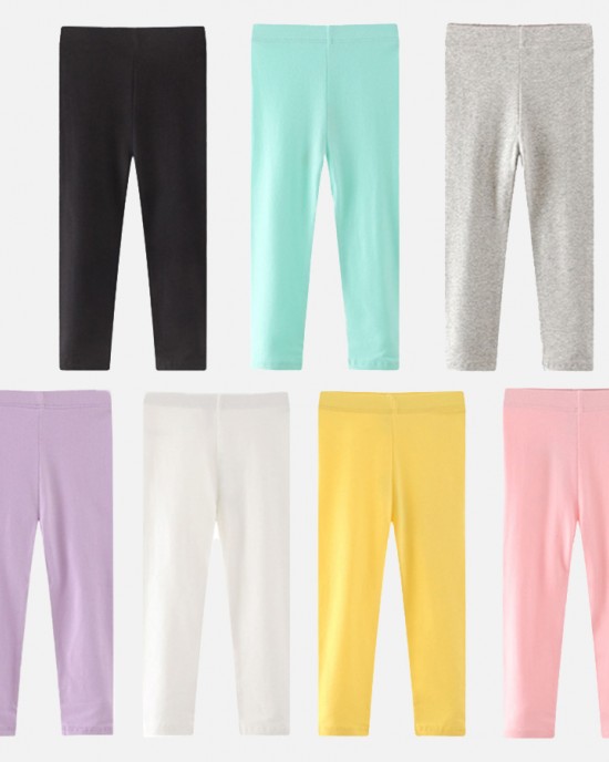 【18M-9Y】Girl Casual Solid Color Multicolor Elastic Leggings