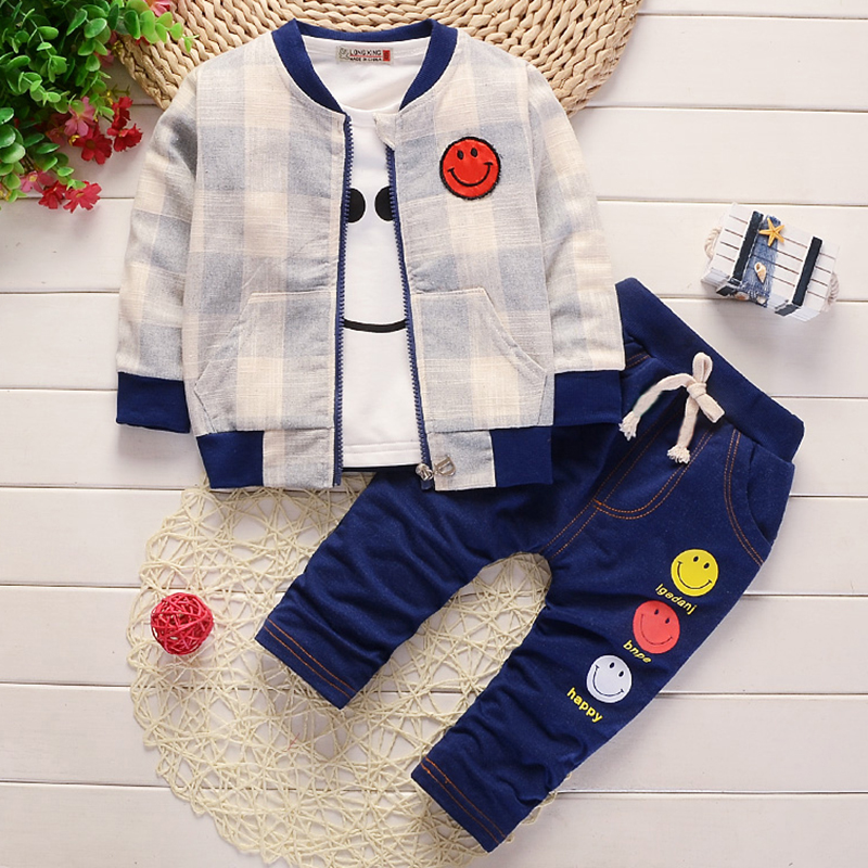 【12M-4Y】Boys Casual Plaid Jacket Printed T-shirt Pants Three-piece Set 【12M-4Y】Boys Casual Plaid Jacket Printed T-shirt Pants Three-piece Set