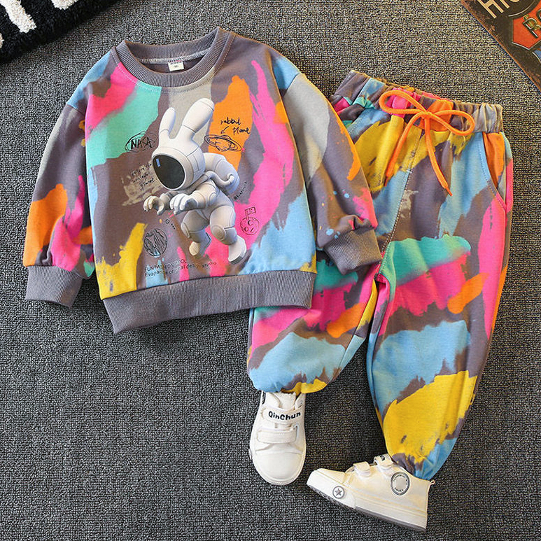 【18M-11Y】2-piece Kids Casual Colorful Cartoon Printed Sweatshirt And Pants Set - 4408 【18M-11Y】2-piece Kids Casual Colorful Cartoon Printed Sweatshirt And Pants Set - 4408