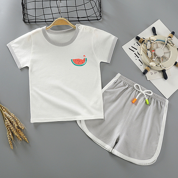 【6M-5Y】Boys Round Neck Short Sleeve Cartoon Print Suit 【6M-5Y】Boys Round Neck Short Sleeve Cartoon Print Suit