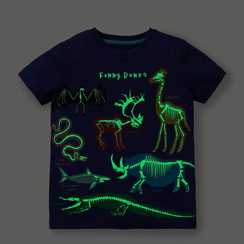 【18M-7Y】Boys Casual Cartoon Dinosaur Print Luminous Pattern Short Sleeve T-shirt 【18M-7Y】Boys Casual Cartoon Dinosaur Print Luminous Pattern Short Sleeve T-shirt