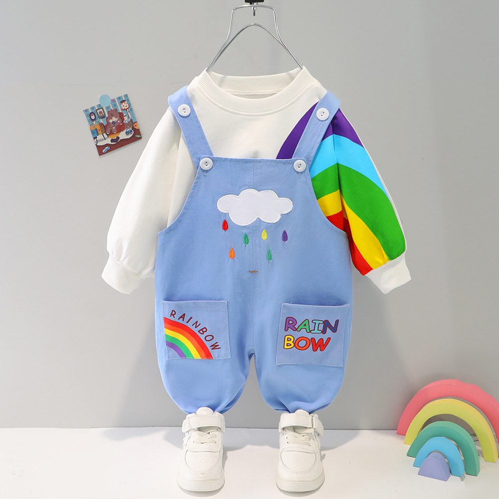【9M-5Y】Kids Rainbow Print Sweatshirt And Pants Set 【9M-5Y】Kids Rainbow Print Sweatshirt And Pants Set
