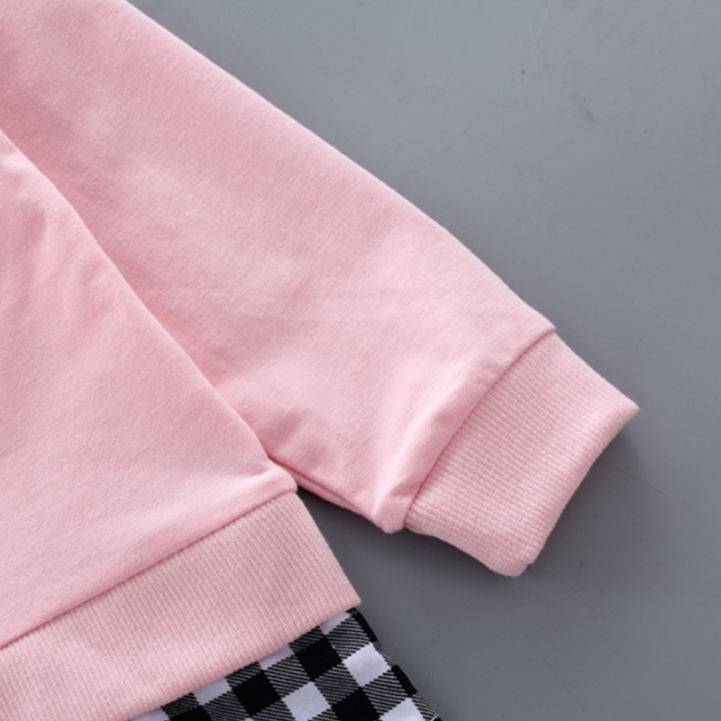 【12M-5Y】Kids Clothes Fashion Plaid spliced Sweatshirt Pants Set (SHOES NOT INCLUDE)- 3483 【12M-5Y】Kids Clothes Fashion Plaid spliced Sweatshirt Pants Set (SHOES NOT INCLUDE)- 3483