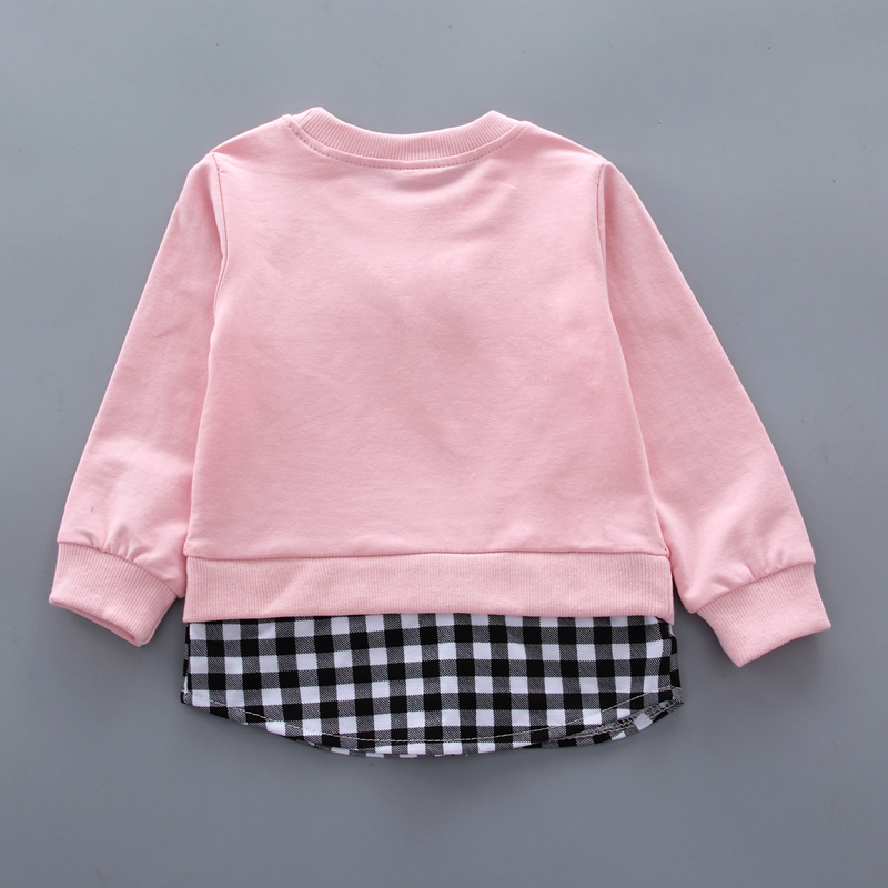 【12M-5Y】Kids Clothes Fashion Plaid spliced Sweatshirt Pants Set (SHOES NOT INCLUDE)- 3483