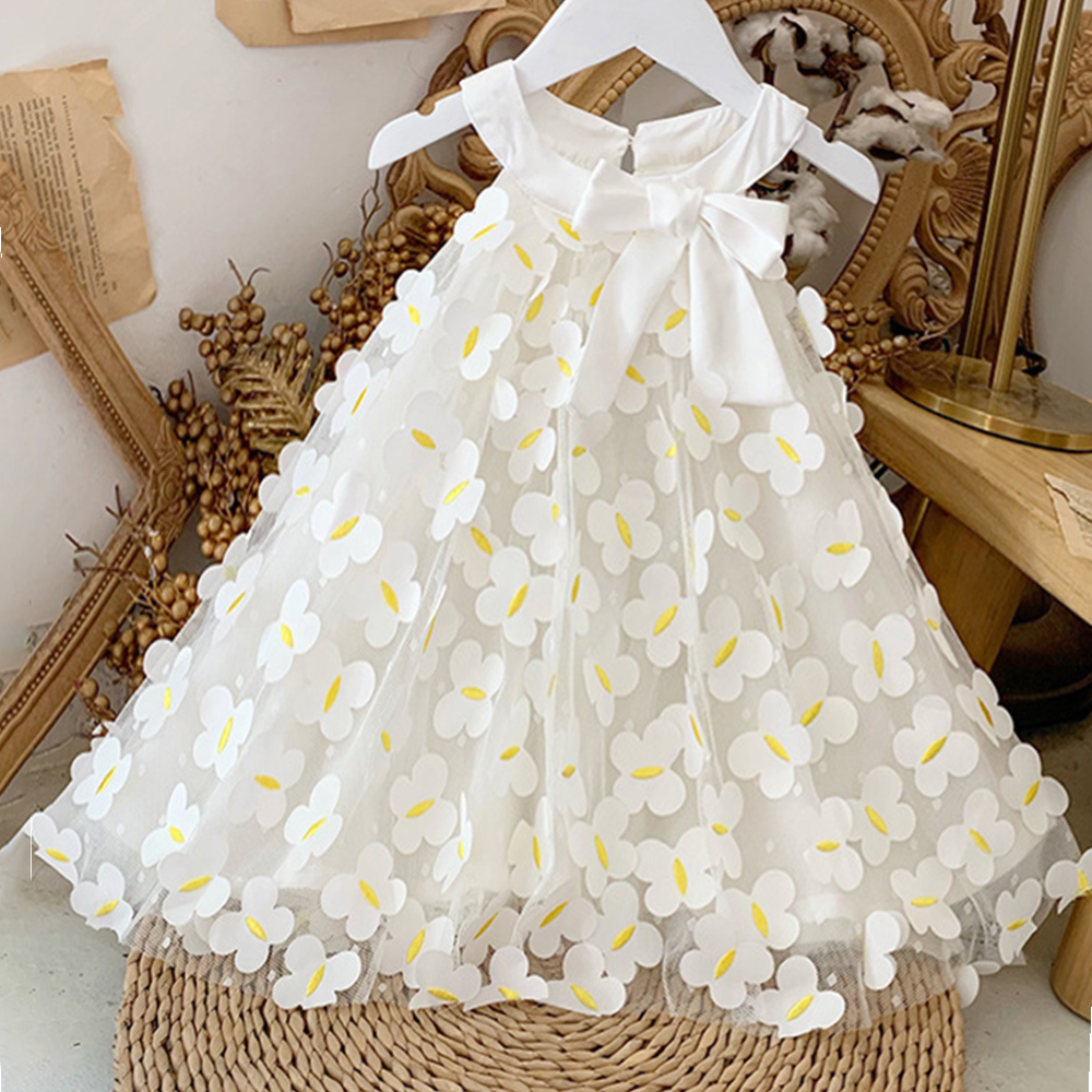 【2Y-9Y】Girls White Butterfly Embroidered Sleeveless Dress - 33179 【2Y-9Y】Girls White Butterfly Embroidered Sleeveless Dress - 33179