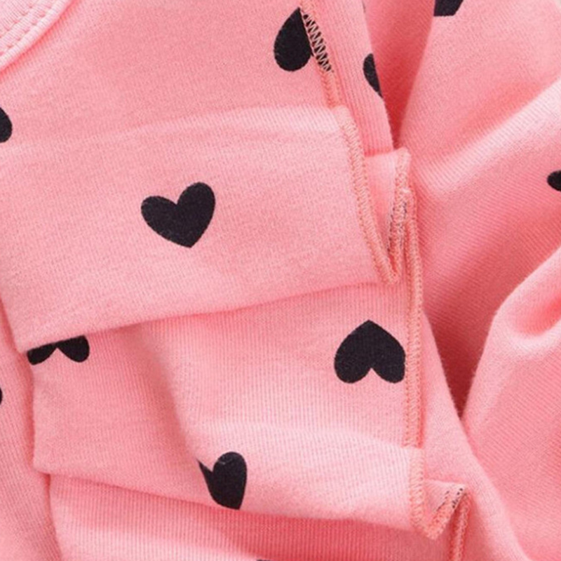 【12M-4Y】Girl Sweet Love Print Bow Long Sleeve T-shirt And Pants Set - 34229 【12M-4Y】Girl Sweet Love Print Bow Long Sleeve T-shirt And Pants Set - 34229