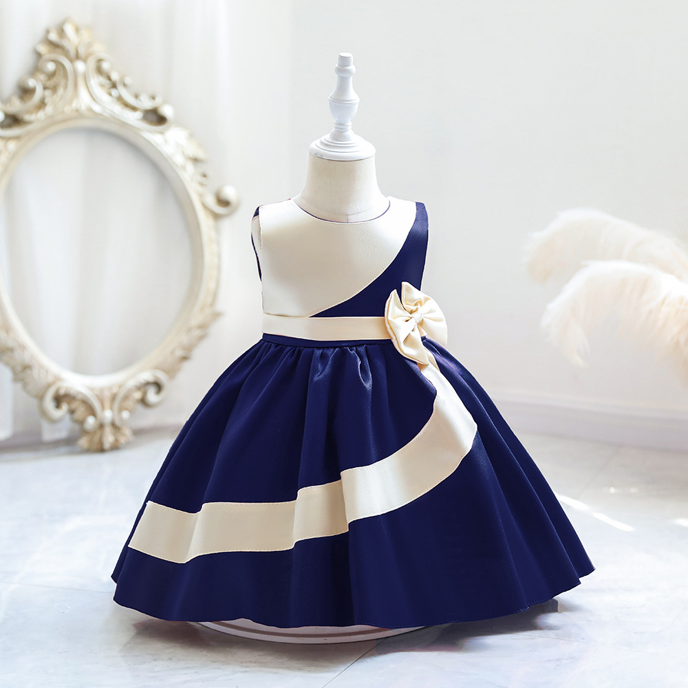 【3M-3Y】Girls Sweet Bowknot Sleeveless Back Princess Dress 【3M-3Y】Girls Sweet Bowknot Sleeveless Back Princess Dress