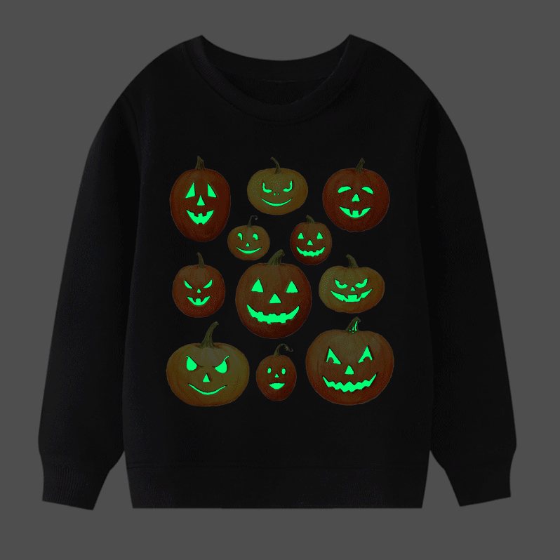 【2Y-9Y】Kids Casual Luminous Halloween Pumpkin Print Long Sleeve Sweatshirt 【2Y-9Y】Kids Casual Luminous Halloween Pumpkin Print Long Sleeve Sweatshirt
