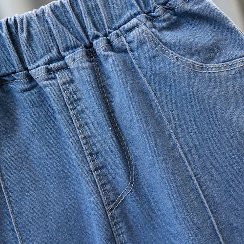 【2Y-13Y】Girl Fashion Flowers And Beads Blue Jeans 【2Y-13Y】Girl Fashion Flowers And Beads Blue Jeans