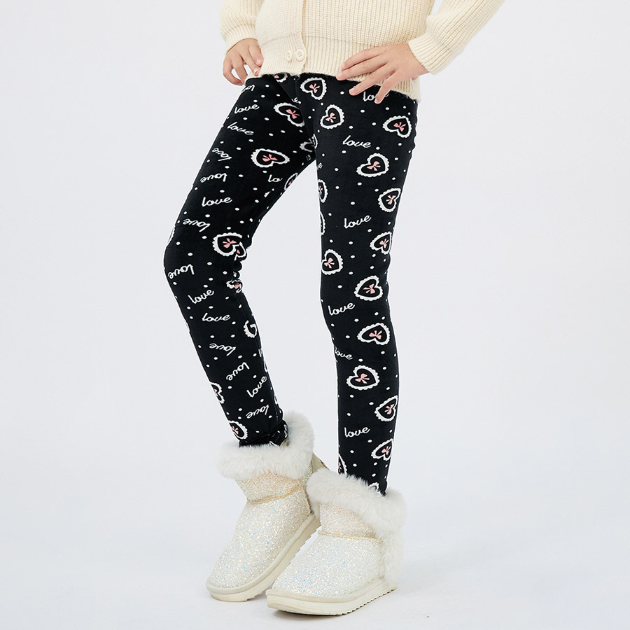 【3Y-12Y】Girls Stylish Leopard And Flowers And Cartoon Print Thickened Fleece Leggings 【3Y-12Y】Girls Stylish Leopard And Flowers And Cartoon Print Thickened Fleece Leggings
