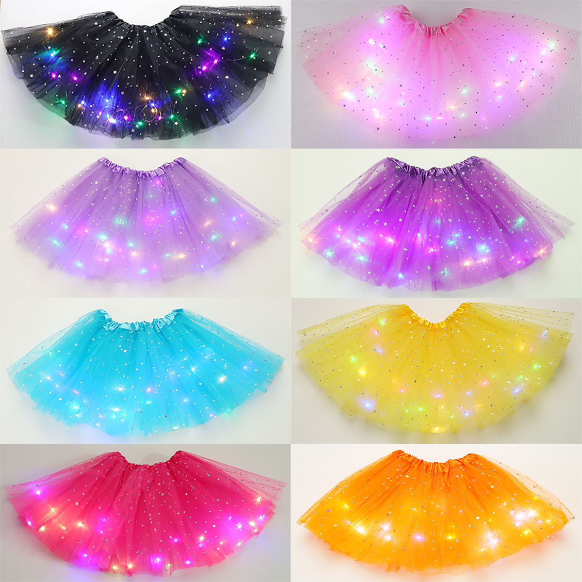 【18M-7Y】Girl LED Glowing Mesh Skirt 【18M-7Y】Girl LED Glowing Mesh Skirt