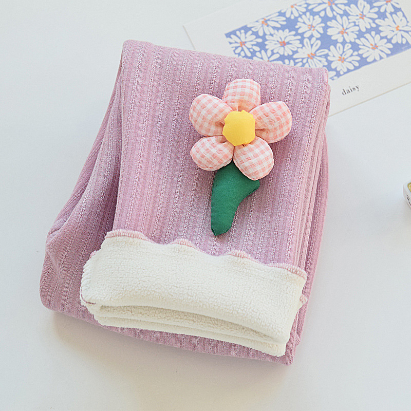 【12M-8Y】Girls Cute Dimensional Floral Pattern Comfortable Fleece Leggings 【12M-8Y】Girls Cute Dimensional Floral Pattern Comfortable Fleece Leggings