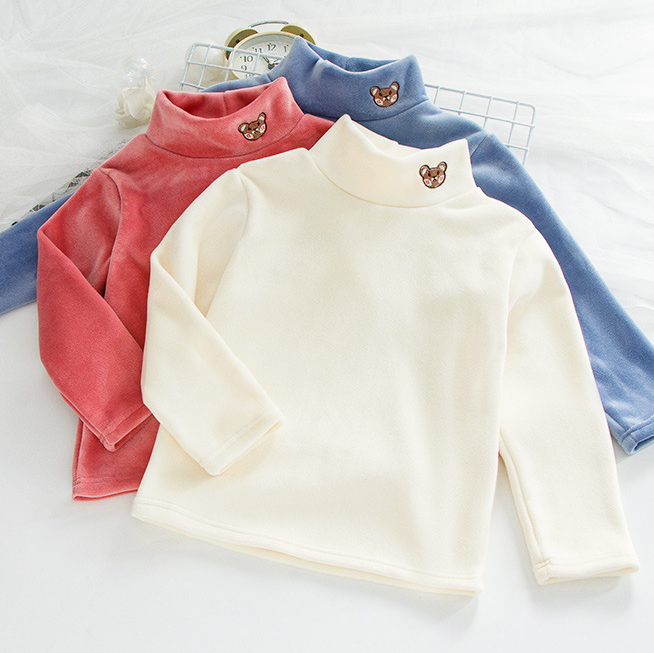 【3Y-12Y】Kids Casual Cartoon Bear Embroidered Half Turtleneck Fleece T-Shirt 【3Y-12Y】Kids Casual Cartoon Bear Embroidered Half Turtleneck Fleece T-Shirt