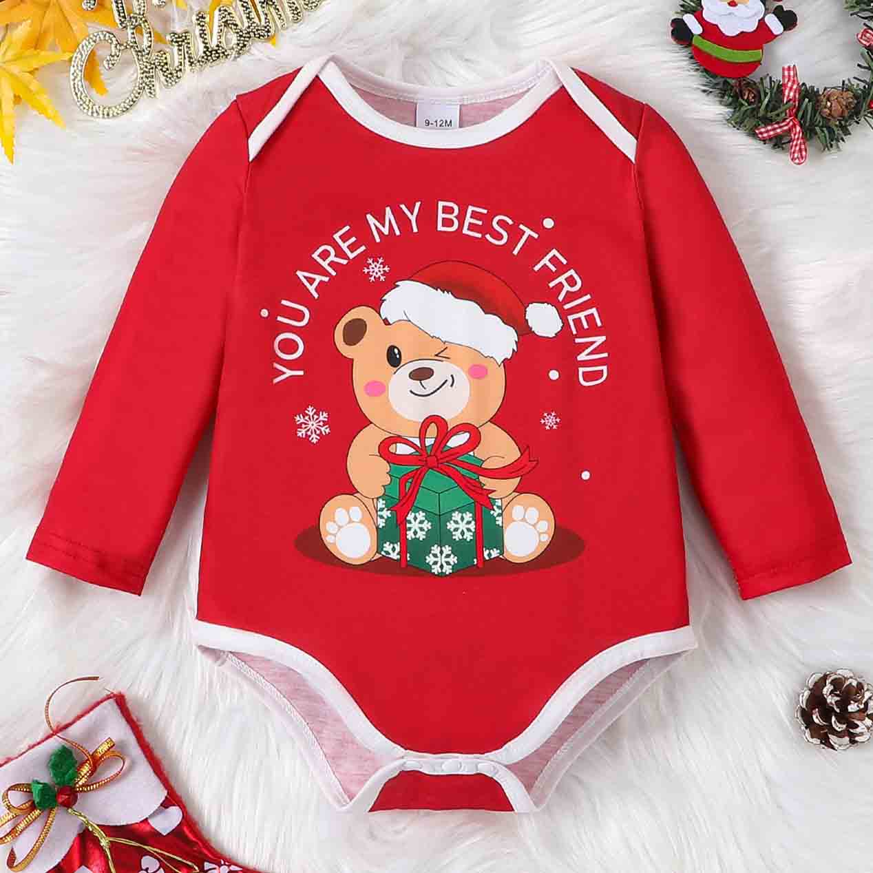 【0M-18M】Unisex Baby Cute Christmas Print Long Sleeve Romper 【0M-18M】Unisex Baby Cute Christmas Print Long Sleeve Romper