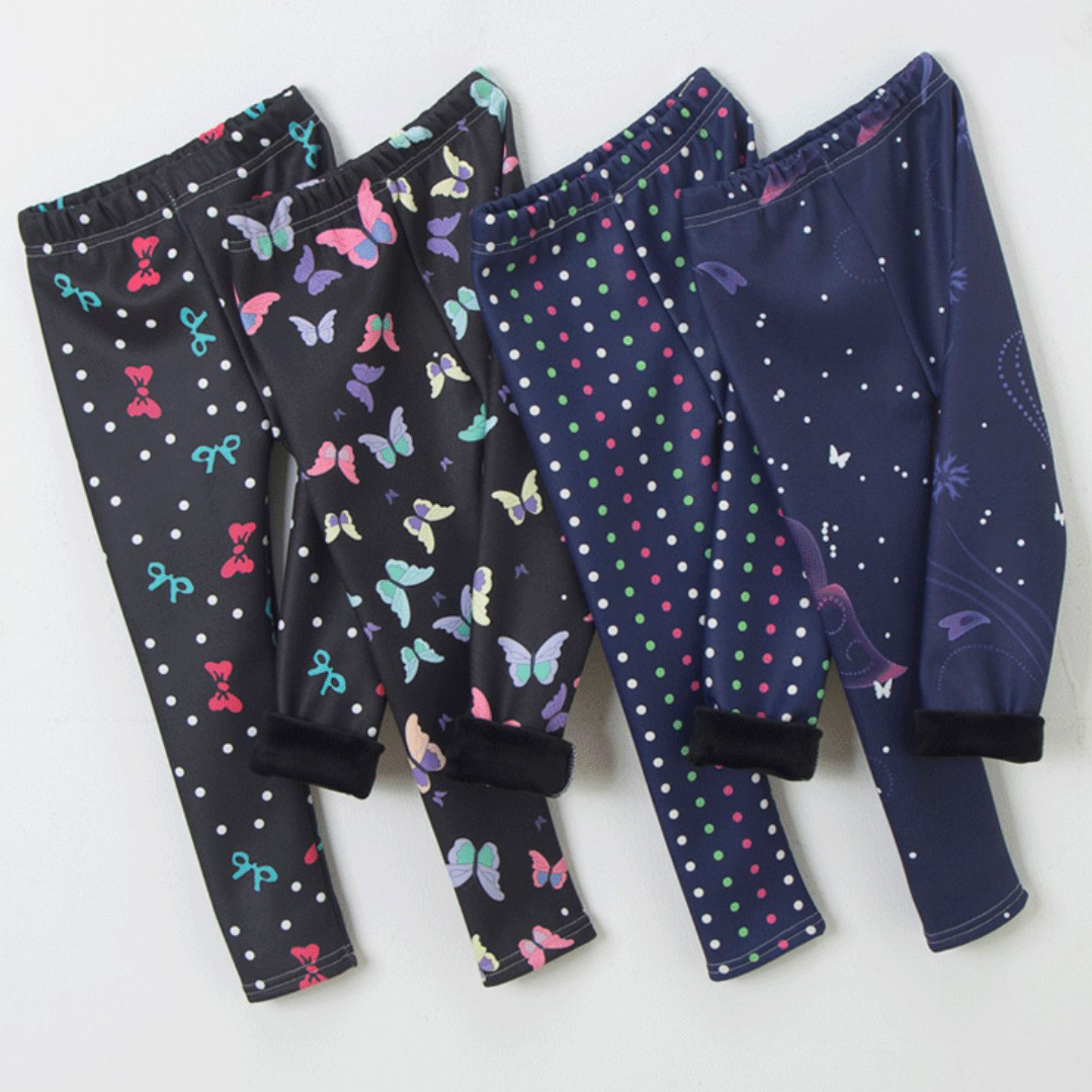 【2Y-13Y】Girls Casual Butterfly & Houndstooth & Flowers Fleece Leggings 【2Y-13Y】Girls Casual Butterfly & Houndstooth & Flowers Fleece Leggings