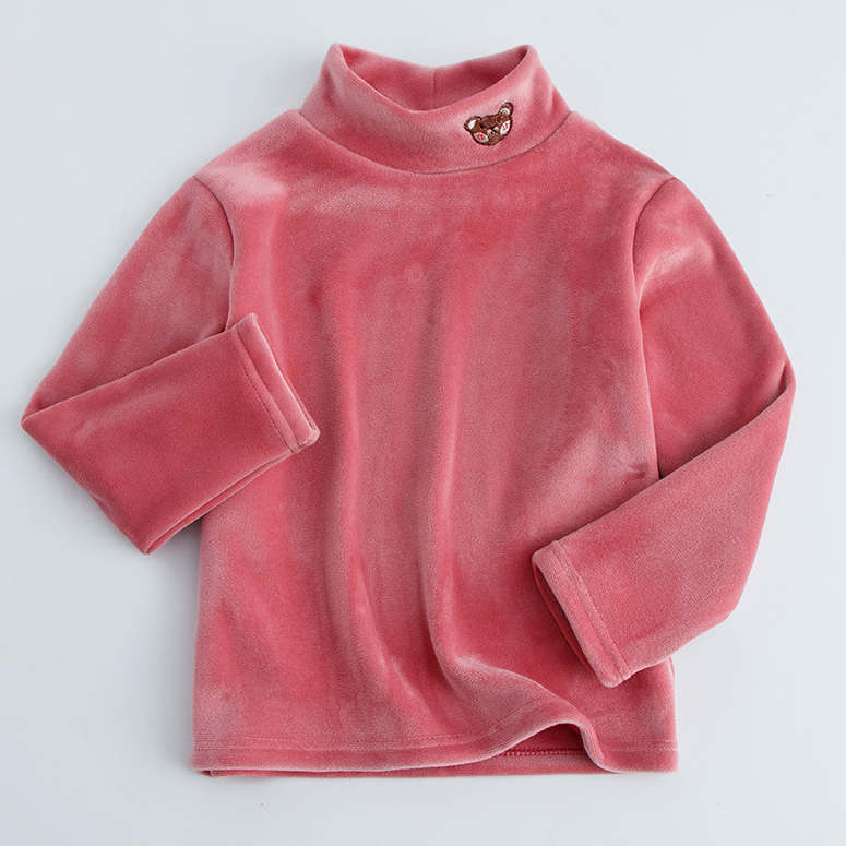 【3Y-12Y】Kids Casual Cartoon Bear Embroidered Half Turtleneck Fleece T-Shirt 【3Y-12Y】Kids Casual Cartoon Bear Embroidered Half Turtleneck Fleece T-Shirt