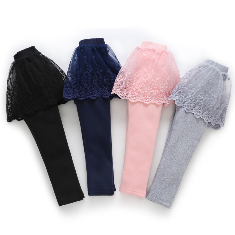 【18M-6Y】Girls Cute Floral Embroidered Lace Skirt Fake Two Piece Leggings 【18M-6Y】Girls Cute Floral Embroidered Lace Skirt Fake Two Piece Leggings