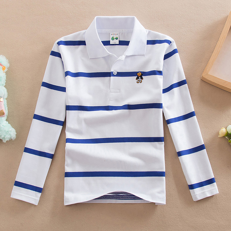 【18M-13Y】Boys Casual Striped Cotton Fabric Long Sleeve Polo Shirt 【18M-13Y】Boys Casual Striped Cotton Fabric Long Sleeve Polo Shirt