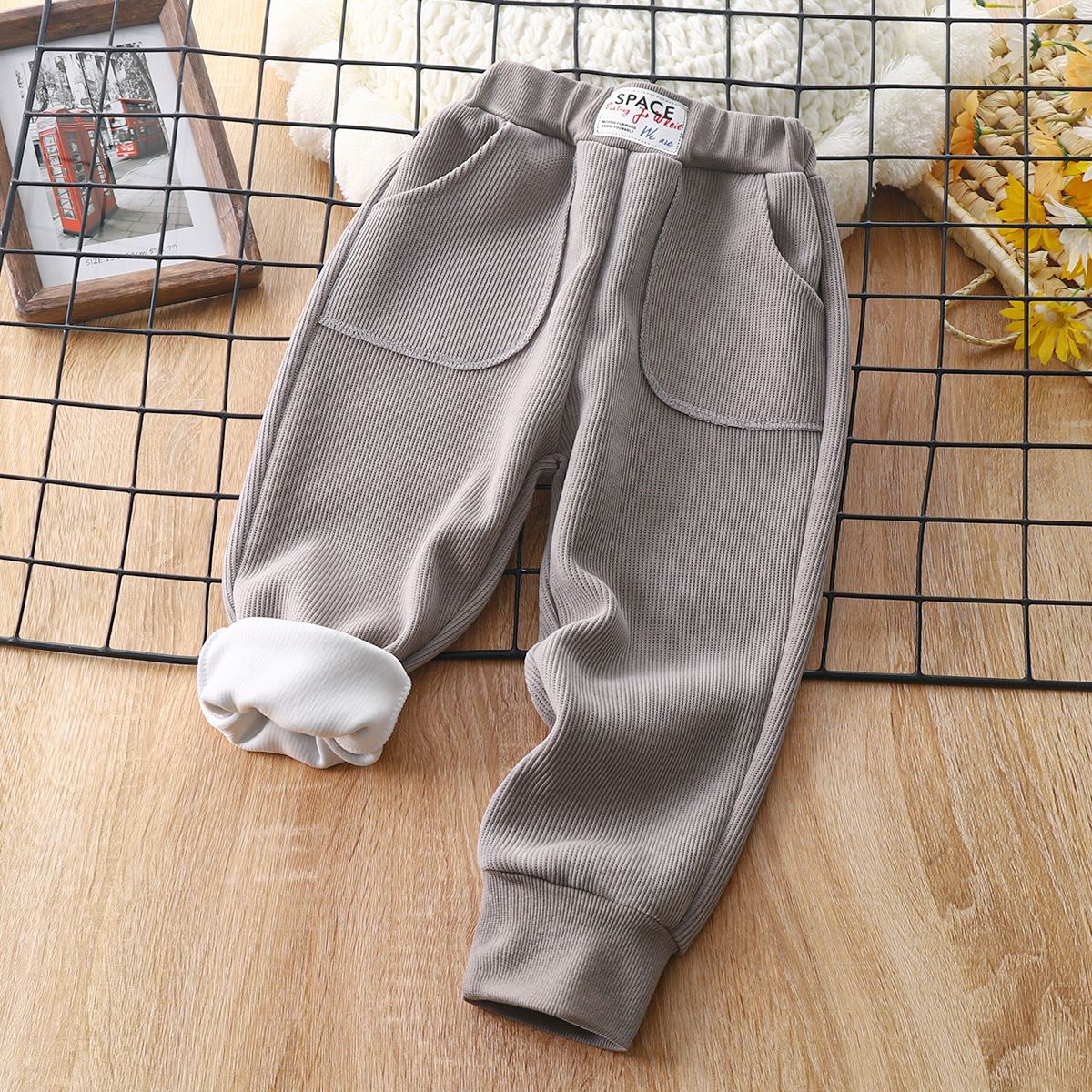 【12M-8Y】Kids Casual Pocket Design Solid Color Pants 【12M-8Y】Kids Casual Pocket Design Solid Color Pants