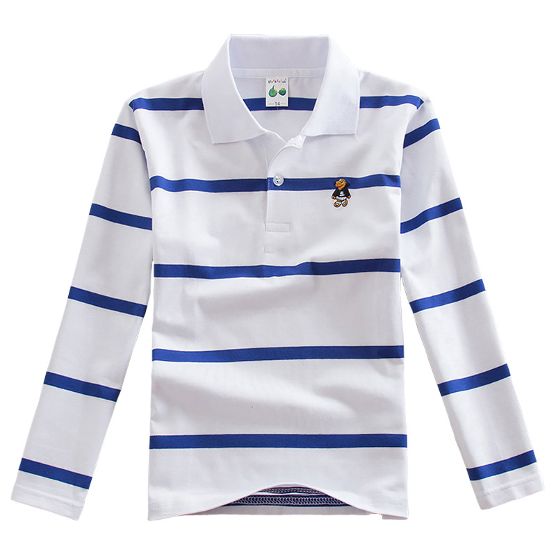 【18M-13Y】Boys Casual Striped Cotton Fabric Long Sleeve Polo Shirt 【18M-13Y】Boys Casual Striped Cotton Fabric Long Sleeve Polo Shirt