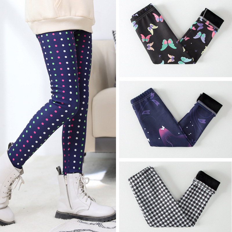 【2Y-13Y】Girls Casual Butterfly & Houndstooth & Flowers Fleece Leggings 【2Y-13Y】Girls Casual Butterfly & Houndstooth & Flowers Fleece Leggings