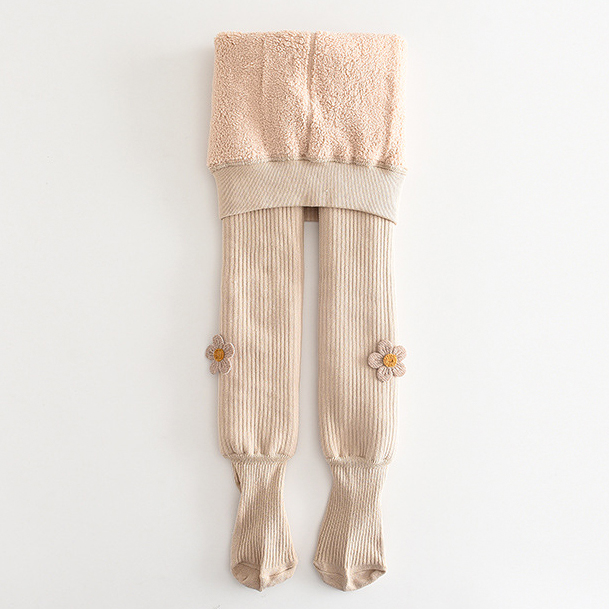 【1Y-11Y】Girls Cute Floral Embroidery Thickened Fleece Pantyhose 【1Y-11Y】Girls Cute Floral Embroidery Thickened Fleece Pantyhose