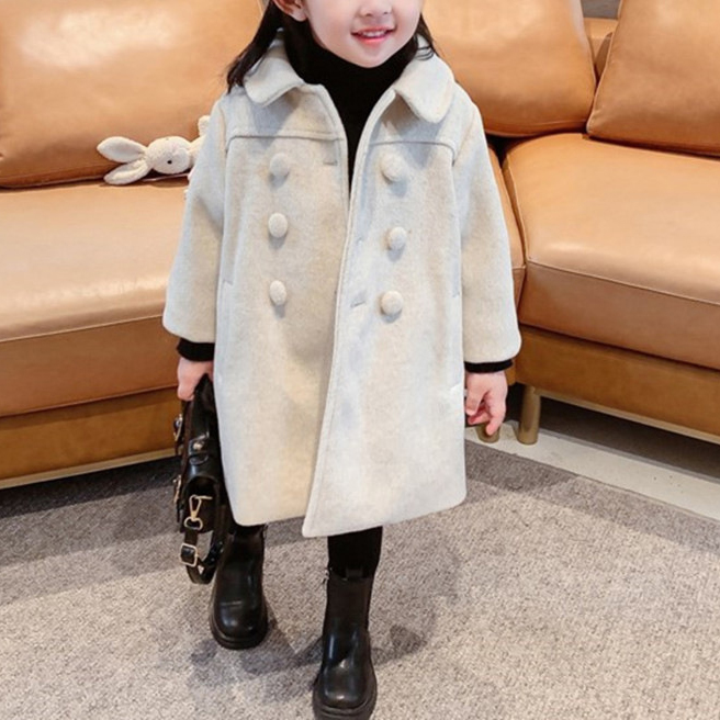 【18M-9Y】Girls Fashion Lapel Breasted Coat - 3171 【18M-9Y】Girls Fashion Lapel Breasted Coat - 3171