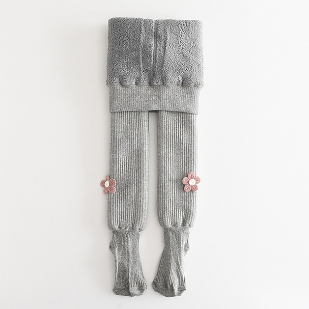 【1Y-11Y】Girls Cute Floral Embroidery Thickened Fleece Pantyhose 【1Y-11Y】Girls Cute Floral Embroidery Thickened Fleece Pantyhose