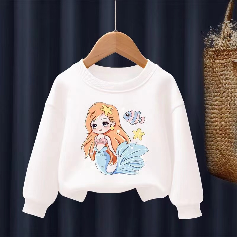 【18M-11Y】2-piece Girls Cute Mermaid Print Sweatshirt And Pants Set - 34287 【18M-11Y】2-piece Girls Cute Mermaid Print Sweatshirt And Pants Set - 34287