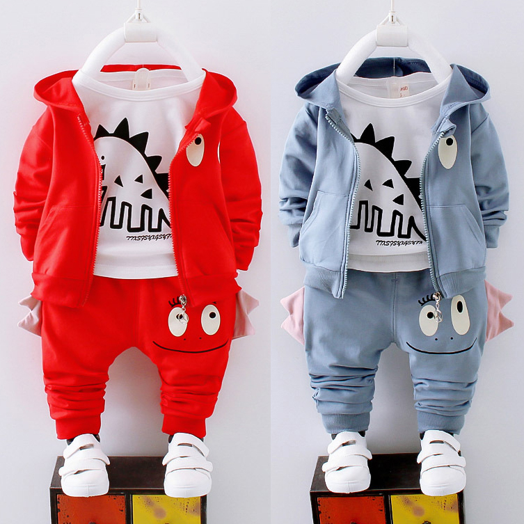 【12M-4Y】3-piece Boys Casual Dinosaur Print T-shirt & Hoodie & Pants Set 【12M-4Y】3-piece Boys Casual Dinosaur Print T-shirt & Hoodie & Pants Set