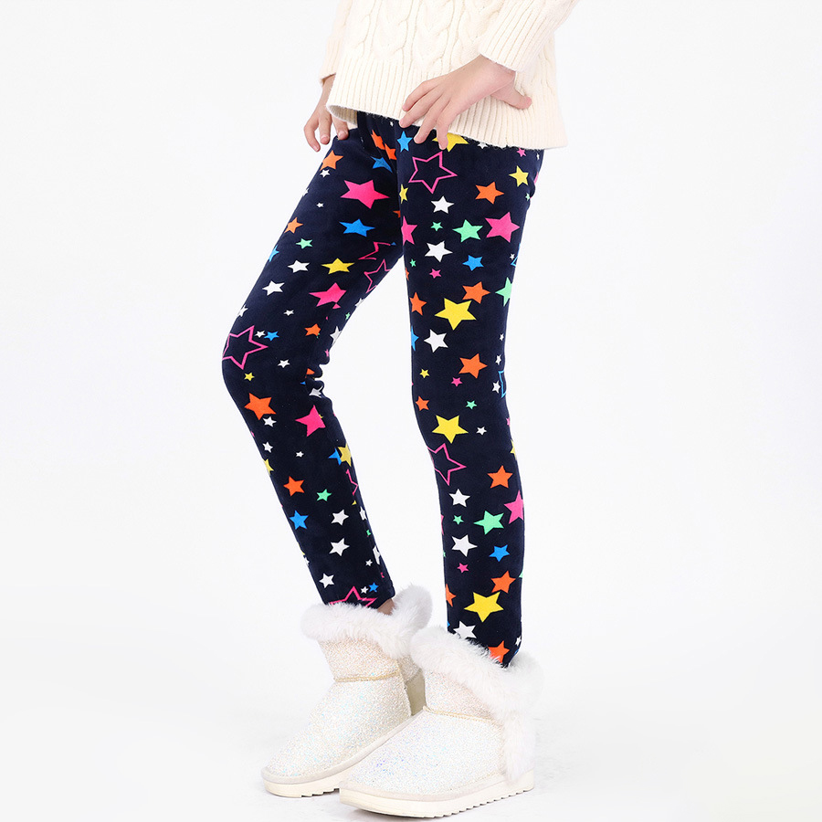 【3Y-12Y】Girls Stylish Leopard And Flowers And Cartoon Print Thickened Fleece Leggings 【3Y-12Y】Girls Stylish Leopard And Flowers And Cartoon Print Thickened Fleece Leggings