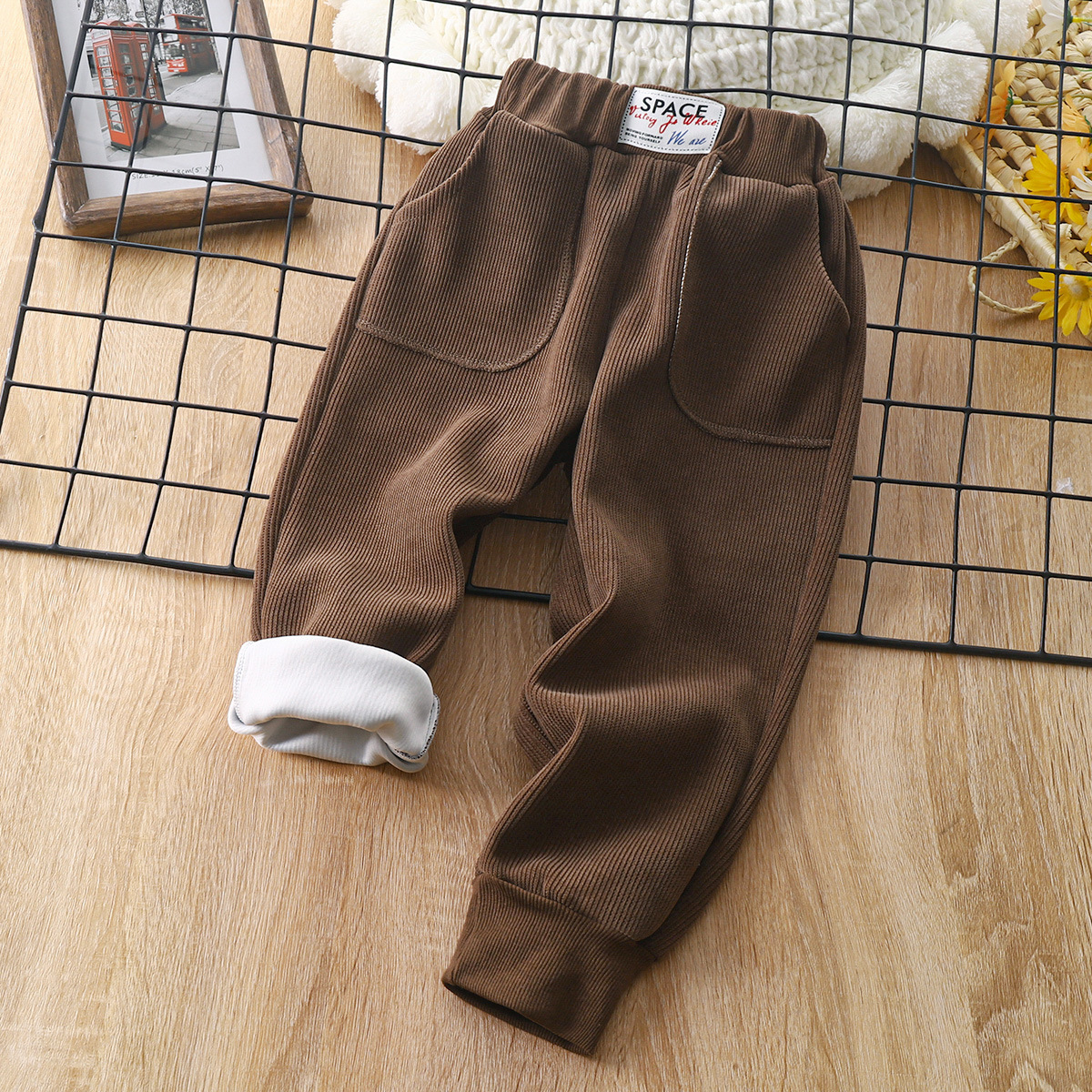【12M-8Y】Kids Casual Pocket Design Solid Color Pants 【12M-8Y】Kids Casual Pocket Design Solid Color Pants