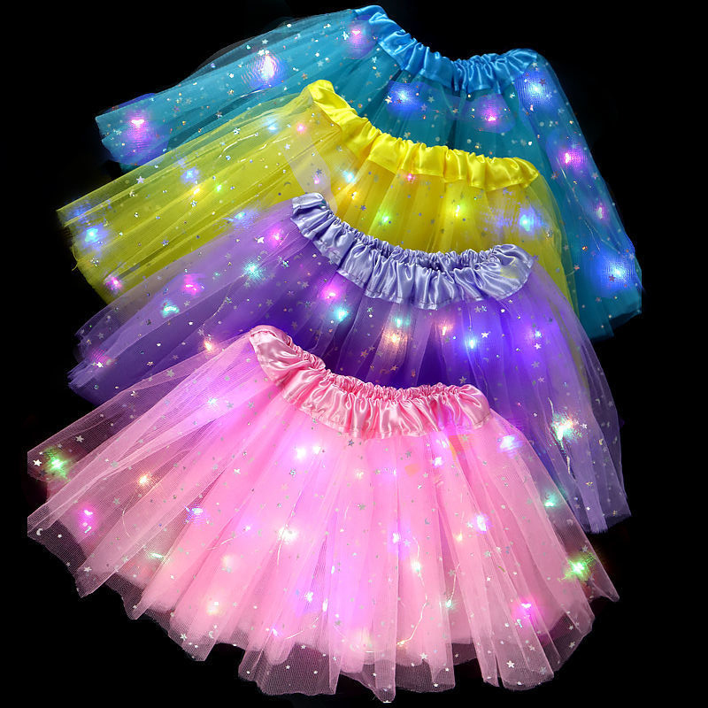 【18M-7Y】Girl LED Glowing Mesh Skirt 【18M-7Y】Girl LED Glowing Mesh Skirt