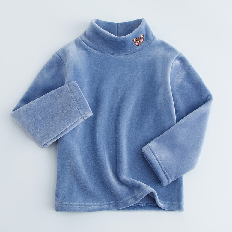 【3Y-12Y】Kids Casual Cartoon Bear Embroidered Half Turtleneck Fleece T-Shirt 【3Y-12Y】Kids Casual Cartoon Bear Embroidered Half Turtleneck Fleece T-Shirt
