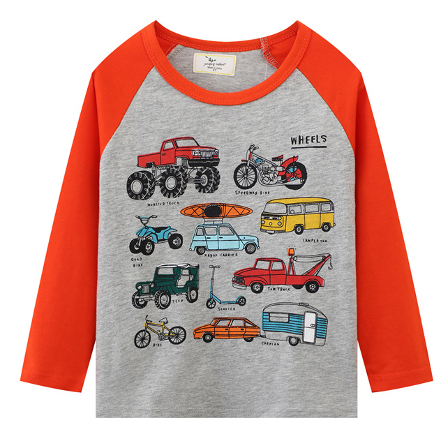 【18M-7Y】Boys Excavators And Cars And Transportation And Construction Vehicles Printed Round Neck Long Sleeve T-shirt 【18M-7Y】Boys Excavators And Cars And Transportation And Construction Vehicles Printed Round Neck Long Sleeve T-shirt