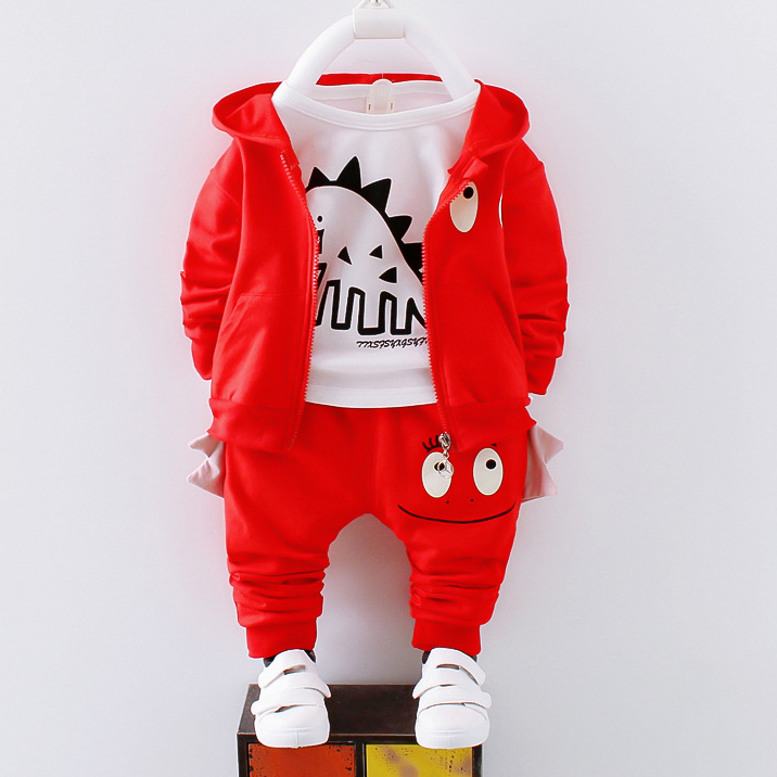 【12M-4Y】3-piece Boys Casual Dinosaur Print T-shirt & Hoodie & Pants Set 【12M-4Y】3-piece Boys Casual Dinosaur Print T-shirt & Hoodie & Pants Set