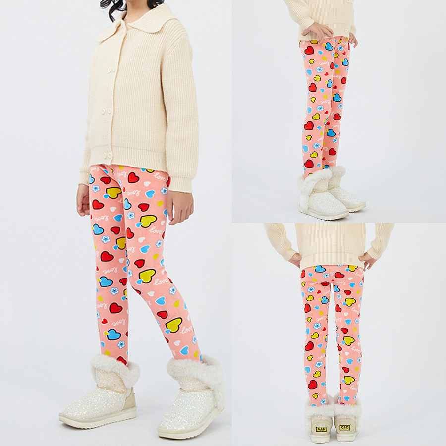 【3Y-12Y】Girls Stylish Leopard And Flowers And Cartoon Print Thickened Fleece Leggings 【3Y-12Y】Girls Stylish Leopard And Flowers And Cartoon Print Thickened Fleece Leggings